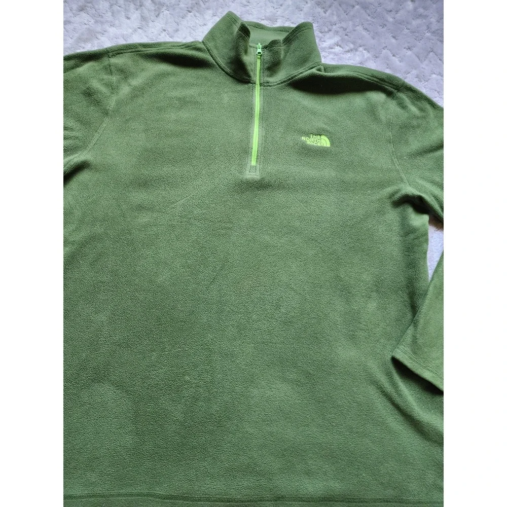 The North Face Mens Large Green Fleece Quarter Zip Pullover Activewear Top